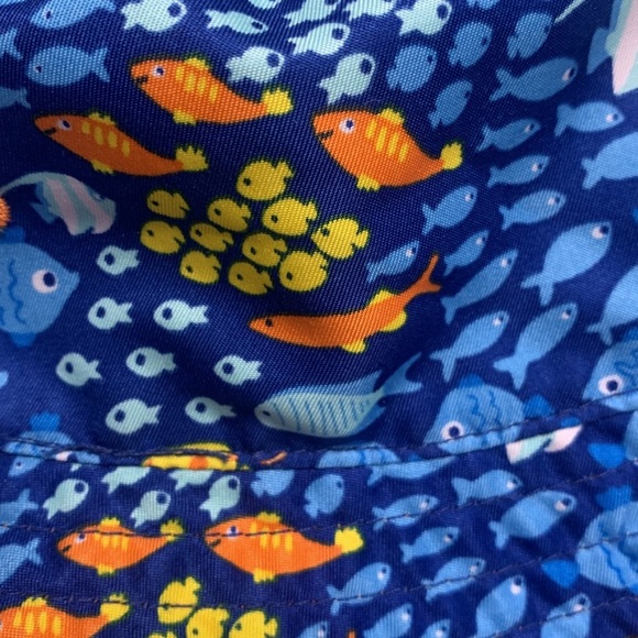 U V Skinz Baby Reversible Sun hat/bucket hat orange/blue with fish - Picture 7 of 11